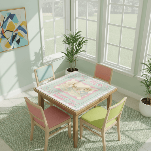 Mahjong Mat Watercolor Dogs Playing Mahjong Cute Preppy Quirky Learning Mahj Mat - Splash of Color Co.