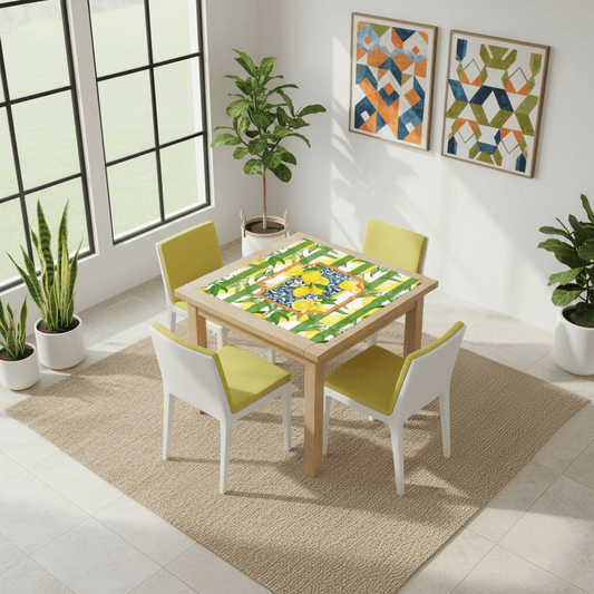 Mahjong Mat Lemon Zest Preppy Green Striped Lemon Mahj Mat - Splash of Color Co.