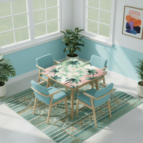 Mahjong Mat Palm Beach Watercolor Pastel Preppy Style Palm Tree Mahjong Mat - Splash of Color Co.