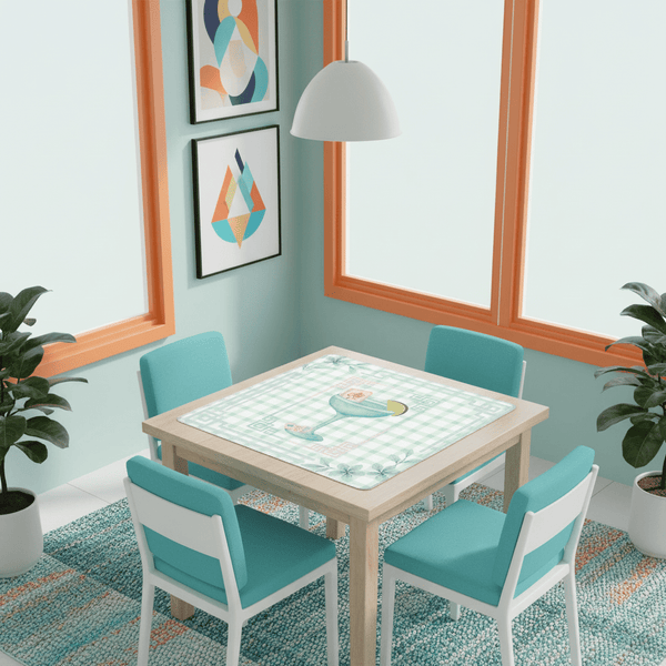 Mahjong Mat Whimsical Tiles And Cocktail Pastel Watercolor Preppy Mahj Mat - Splash of Color Co.