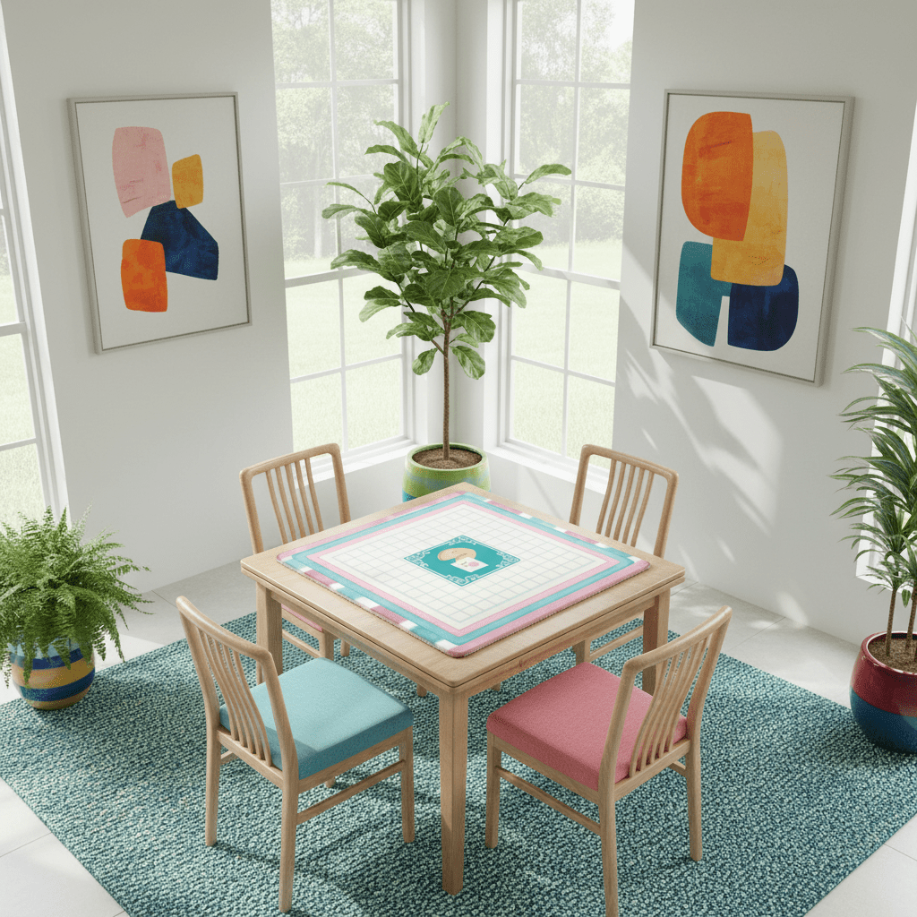 Mahjong Mat Watercolor Striped Mahj Grid Whimsical Fortune Cookie Mahj Mat - Splash of Color Co.