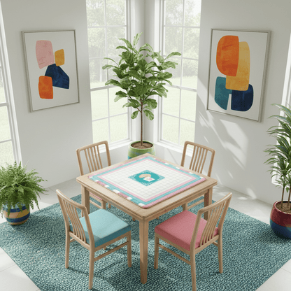 Mahjong Mat Watercolor Striped Mahj Grid Whimsical Fortune Cookie Mahj Mat - Splash of Color Co.