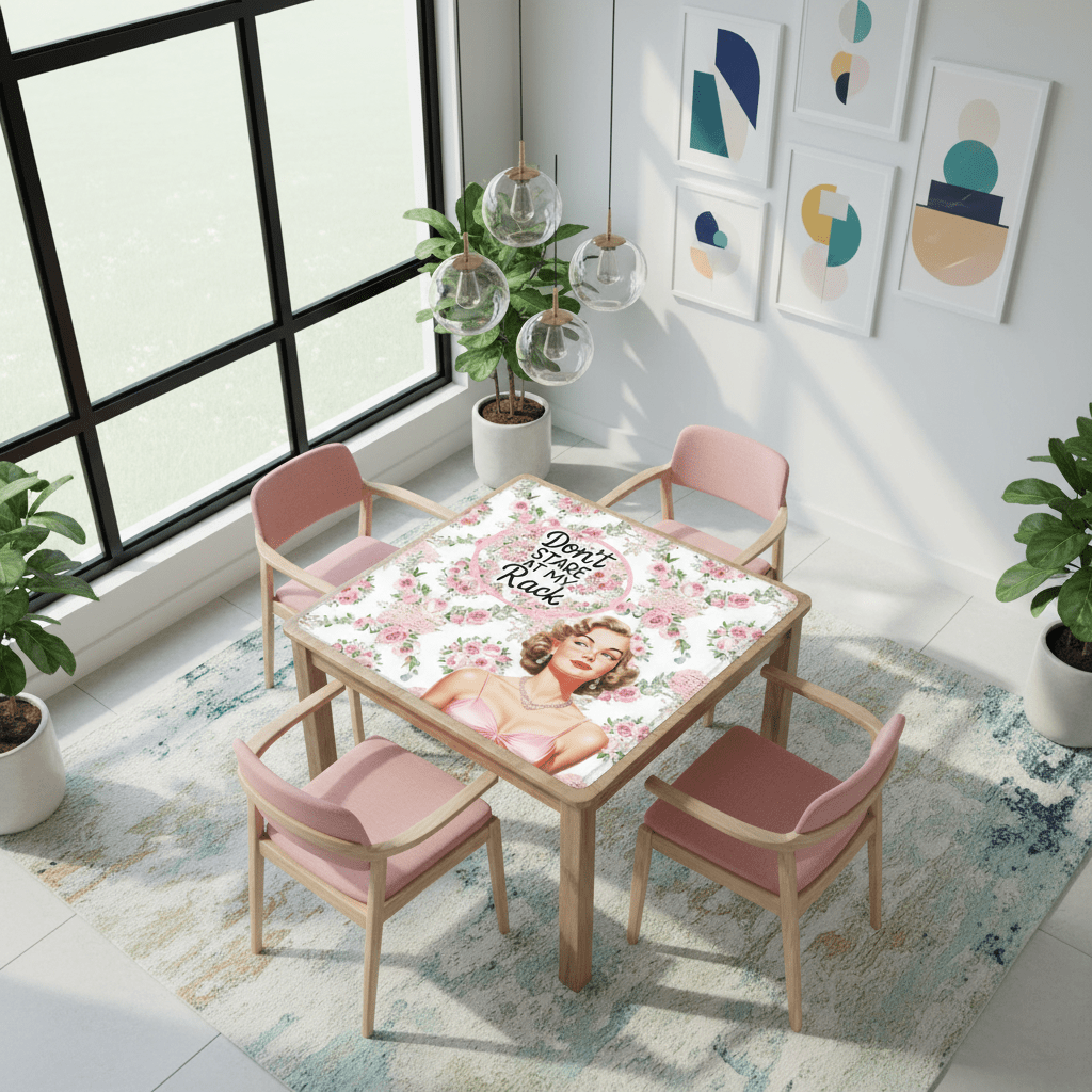 Funny Mahjong Mat, Preppy Florals With A Chic Cheeky Twist, Don't Stare At My Rack - Splash of Color Co.