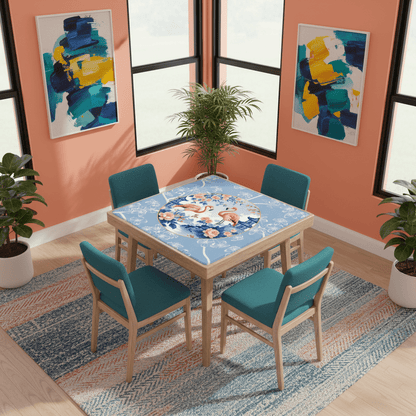 Mahjong Mat Floral Cherry Blossoms, Pagoda Flamingos In Paradise Mahj Mat - Splash of Color Co.