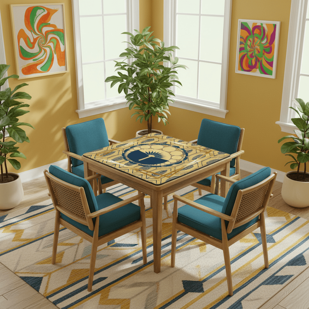 Art Deco Gold Leaf Mahjong Mat - Splash of Color Co.