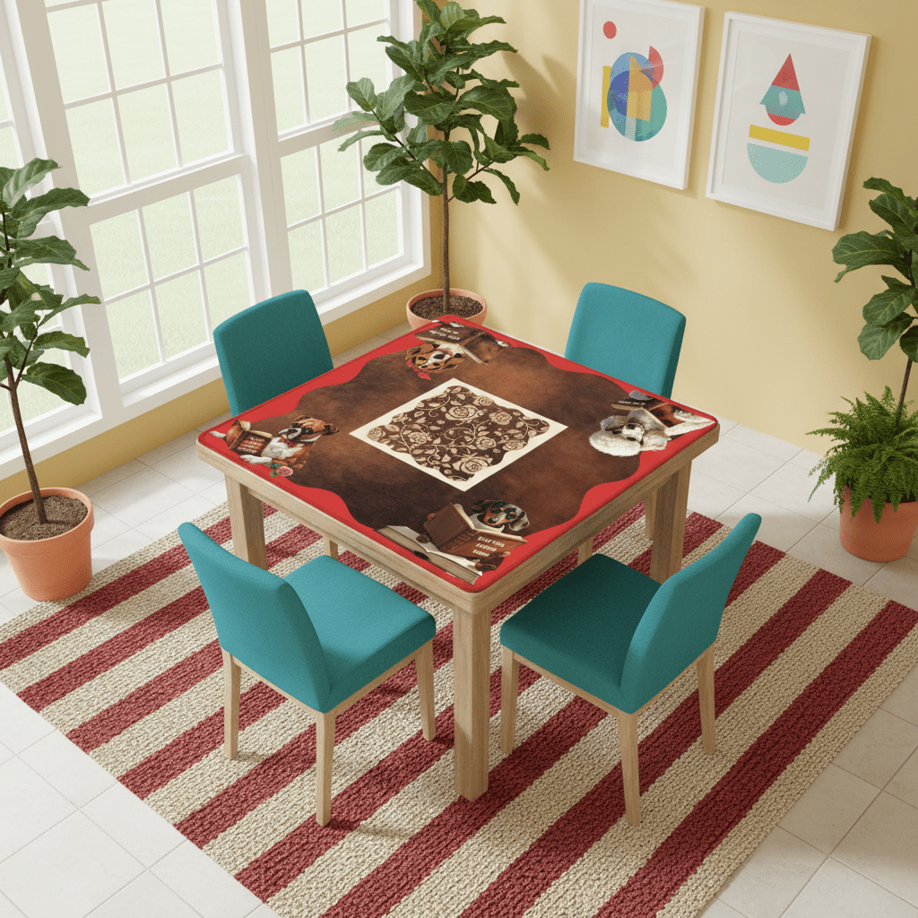 Mahjong Mat, Dogs And Mahjong Funny Preppy Book Dogs, Faux Leather Background Mahj Mat - Splash of Color Co.