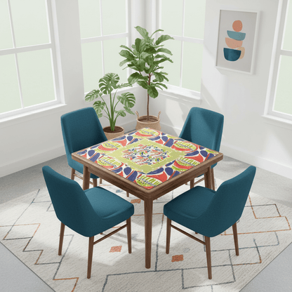 Mahjong Mat, Coral Blue Abstract Floral Modern Mahjong Mat - Splash of Color Co.