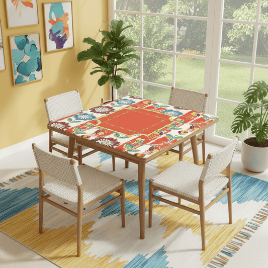 Vintage Floral Heritage Collection Mahjong Coral Blue Game Mat Mahjong Mat - Splash of Color Co.