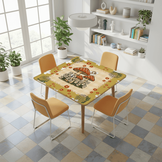 Fairy Garden Mushrooms, Fairies, Turtles Cottagecore Preppy Mahjong Mat - Splash of Color Co.