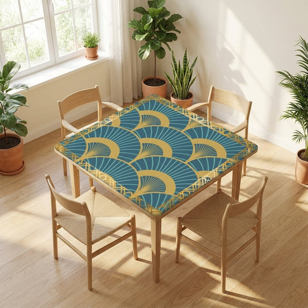 Art Deco Mahjong Mat Lady Luck’s Teal Lounge - Splash of Color Co.