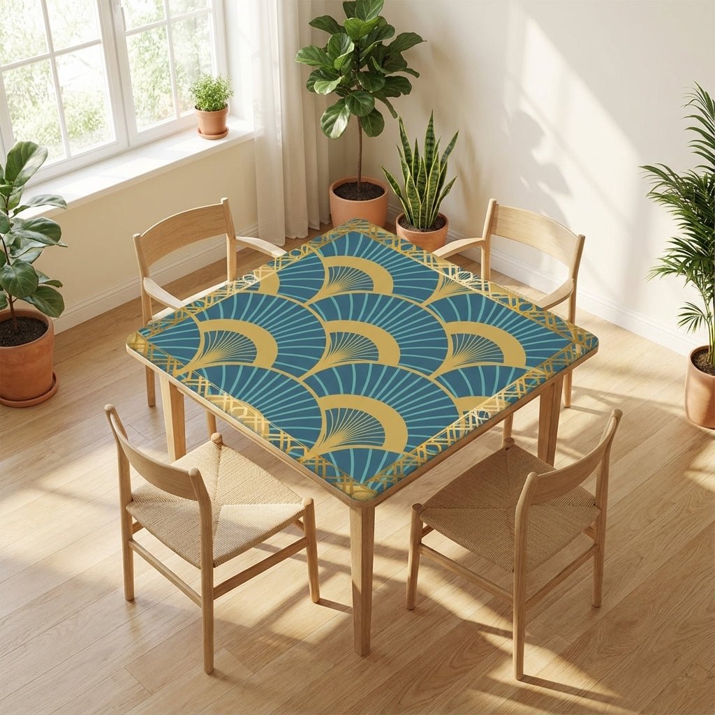 Art Deco Mahjong Mat Lady Luck’s Teal Lounge - Splash of Color Co.