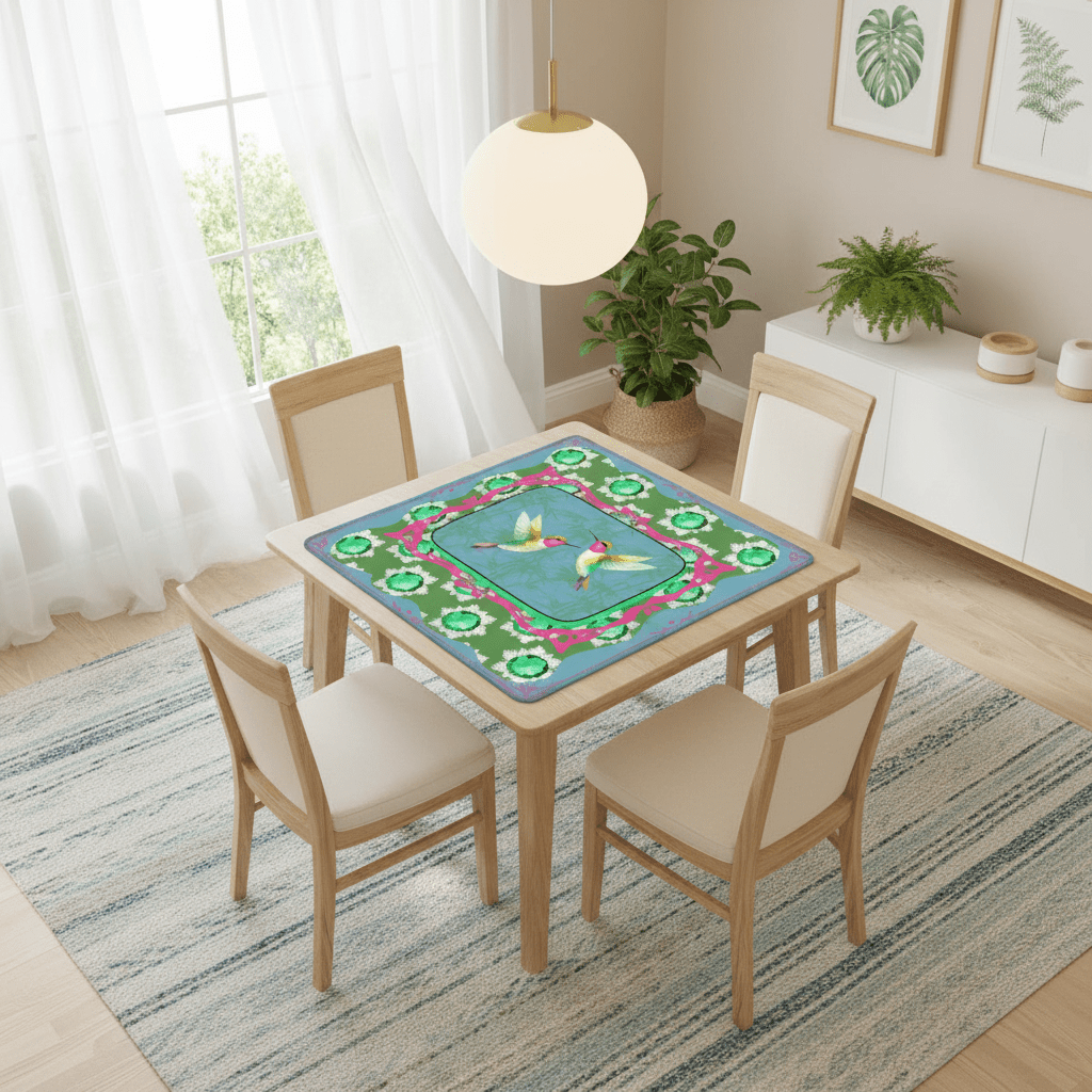 Emerald Mahjong Mat, Flutterbird Mat, Preppy Pink, Green Blue Floral - Splash of Color Co.