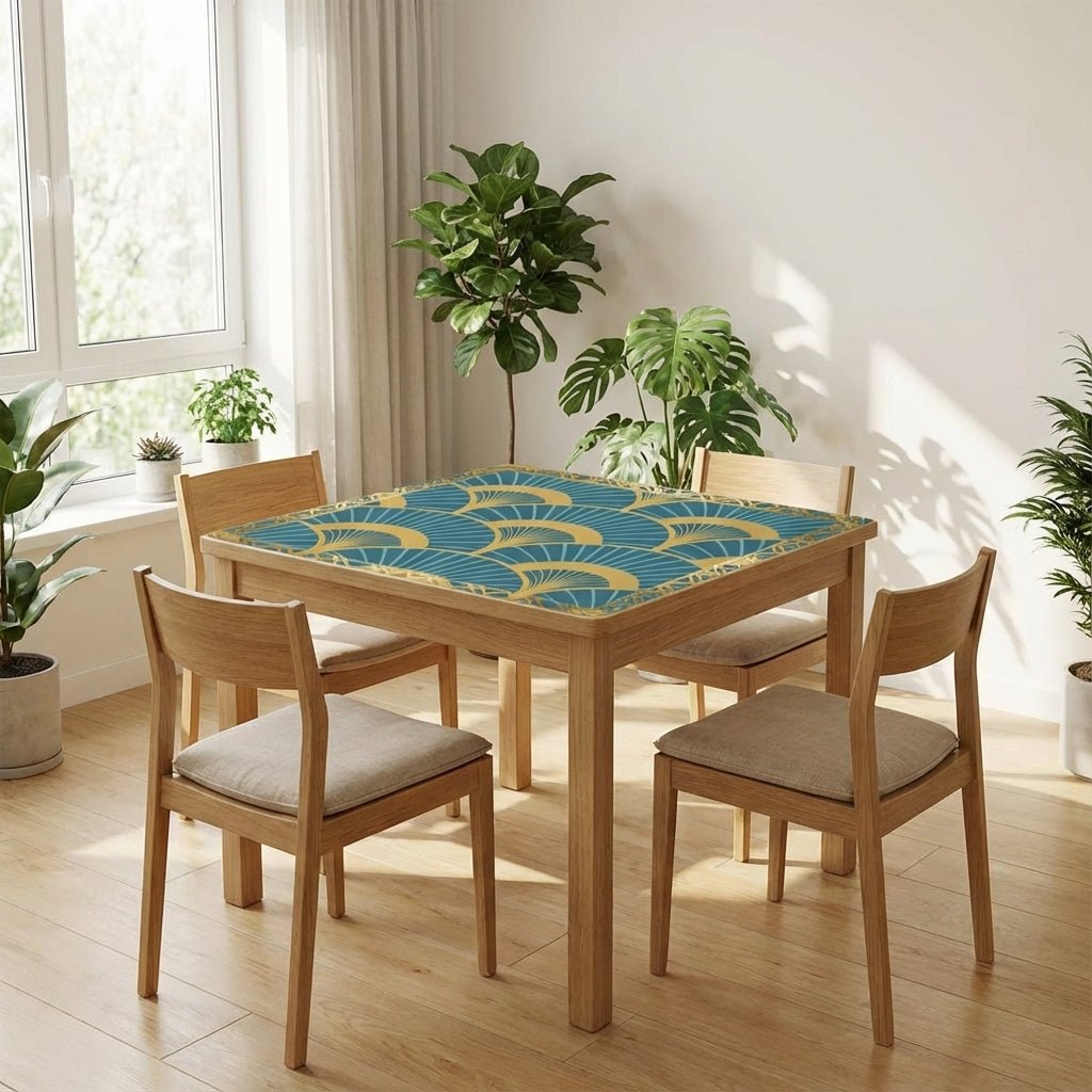 Art Deco Mahjong Mat Lady Luck’s Teal Lounge - Splash of Color Co.