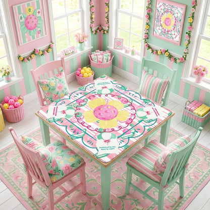 Pickleball By Day, Mahj By Night, Whimsical Fun Mahjong Mat - Splash of Color Co.