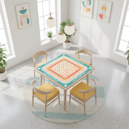 Floral Sorbet Coral, Yellow, Teal Preppy Mahjong Mat - Splash of Color Co.