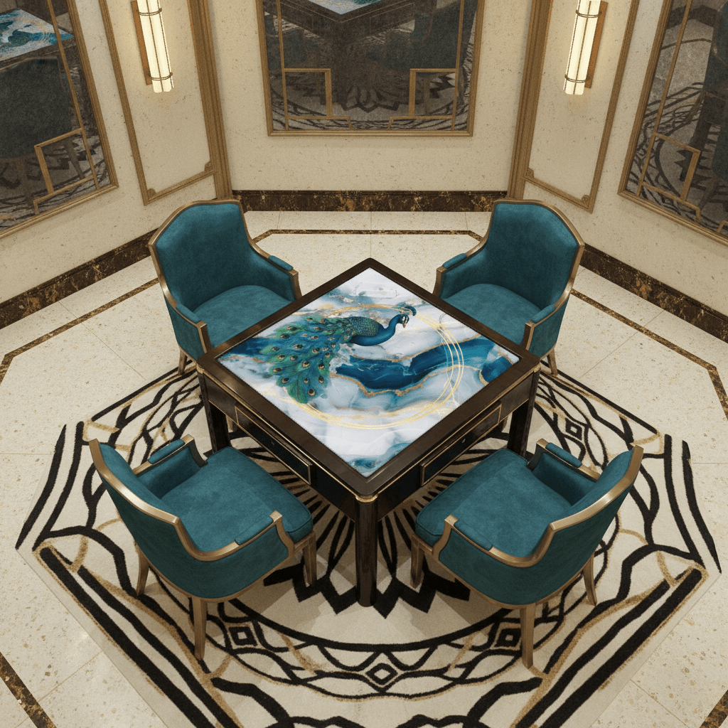 Peacock Blue Lagoon Mahjong Mat - Splash of Color Co.