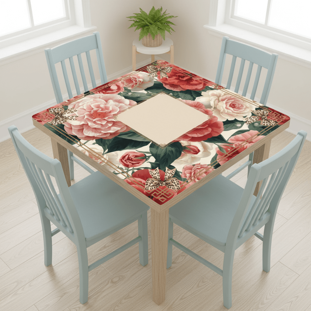 Southern Floral Camellias In Bloom Mahjong Mat - Splash of Color Co.