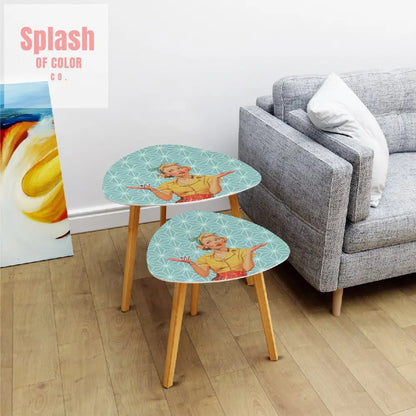 Mahjong Side Tables Vintage Style Cute Nesting Tables For Mahj Lover - One Size - Home Accessories