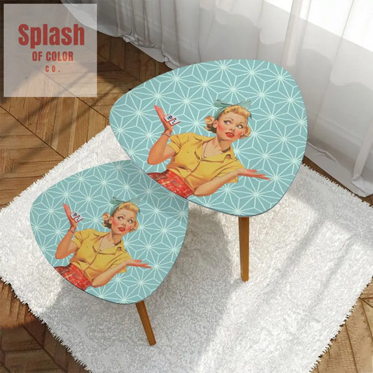 Mahjong Side Tables Vintage Style Cute Nesting Tables For Mahj Lover - One Size - Home Accessories