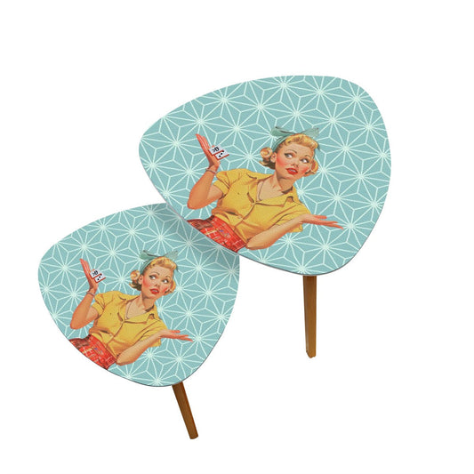 Mahjong Side Tables Vintage Style Cute Nesting Tables For Mahj Lover - One Size - Home Accessories