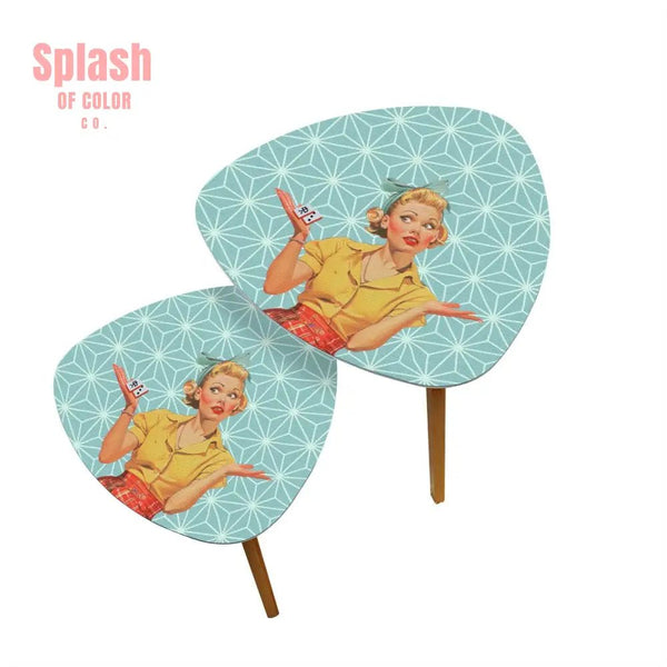 Mahjong Side Tables Vintage Style Cute Nesting Tables For Mahj Lover - One Size - Home Accessories