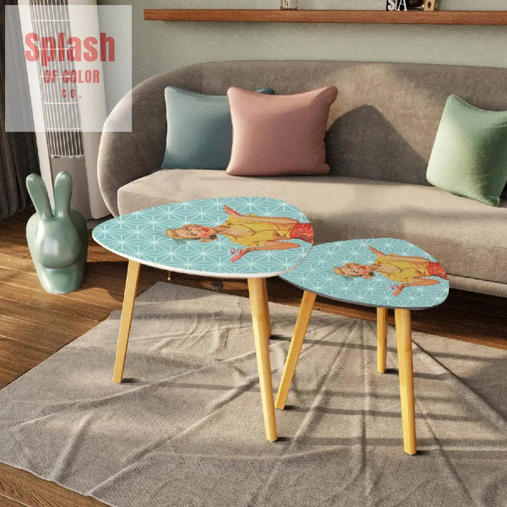 Mahjong Side Tables Vintage Style Cute Nesting Tables For Mahj Lover - One Size - Home Accessories