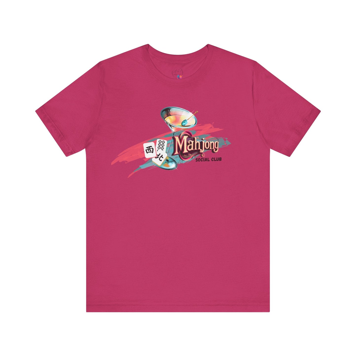 Mahjong Social Club Modern Mahjong Lover’s Shirt MAHJ Gift for Gamers Fun T-shirt Relaxed Fit Clothing - Berry / S