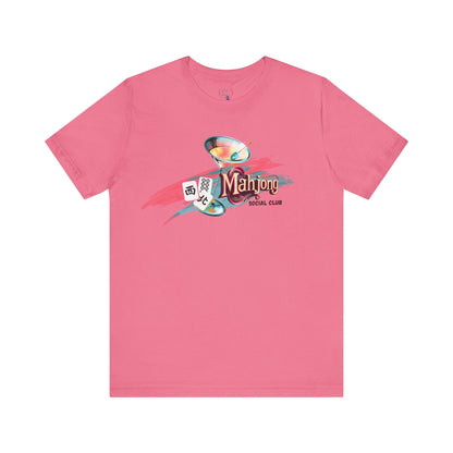 Mahjong Social Club Modern Mahjong Lover’s Shirt MAHJ Gift for Gamers Fun T-shirt Relaxed Fit Clothing - Charity Pink