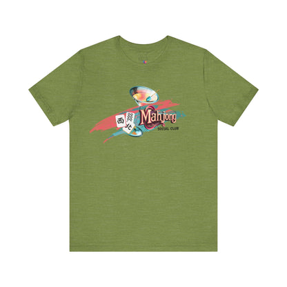 Mahjong Social Club Modern Mahjong Lover’s Shirt MAHJ Gift for Gamers Fun T-shirt Relaxed Fit Clothing - Heather Green