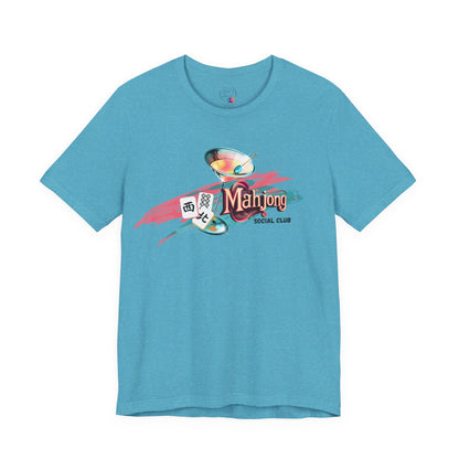 Mahjong Social Club Modern Mahjong Lover’s Shirt MAHJ Gift for Gamers Fun T-shirt Relaxed Fit Clothing - T-Shirt