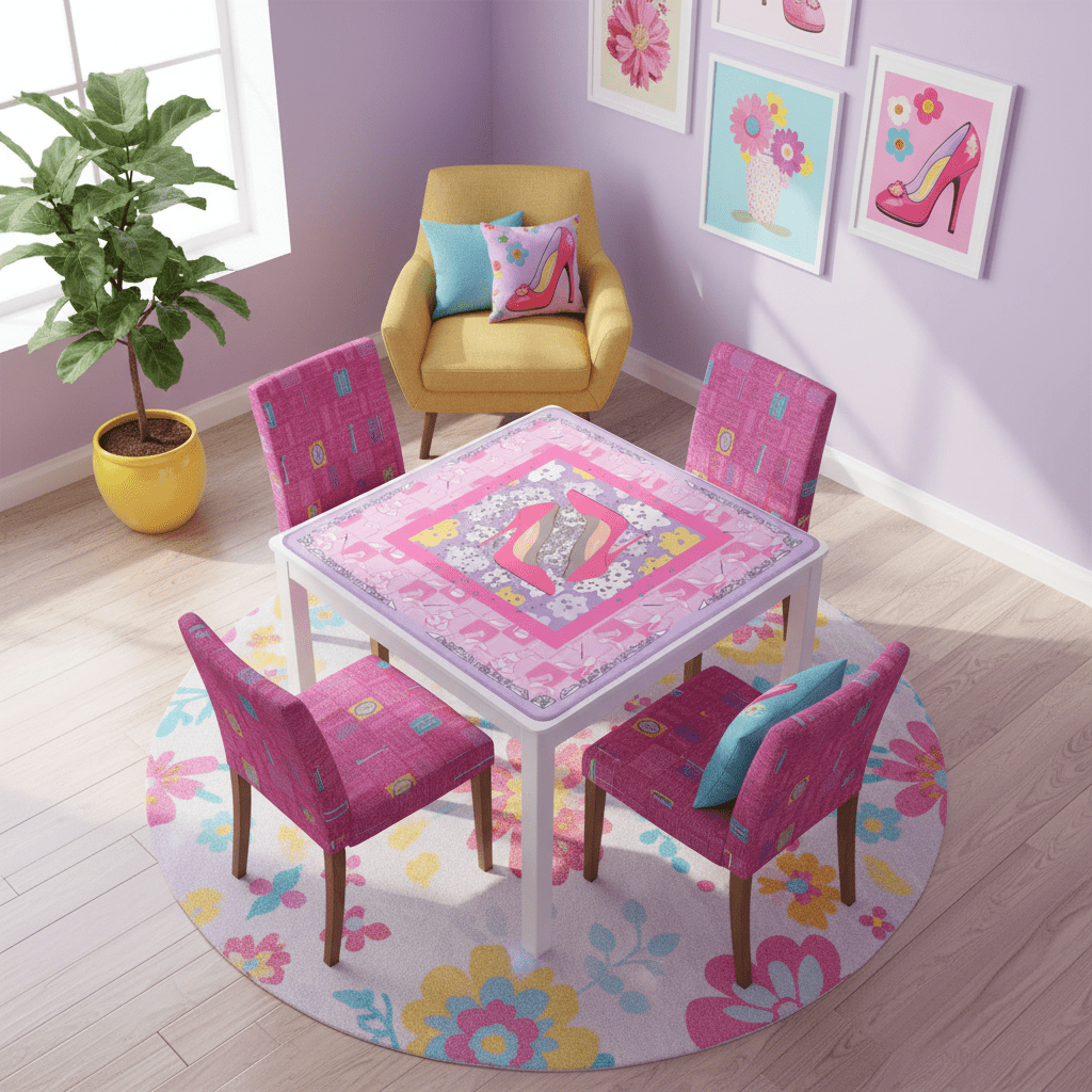 Girly Pop Pink, Lavender Glam Gal Mahjong Mat - Splash of Color Co.