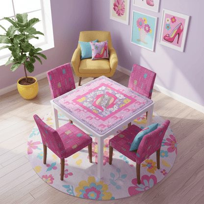 Girly Pop Pink, Lavender Glam Gal Mahjong Mat - Splash of Color Co.