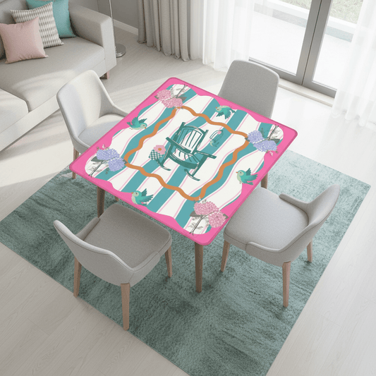 Southern Charm And Hospitality Whimsical Pink, Teal Mahjong Mat - Splash of Color Co.