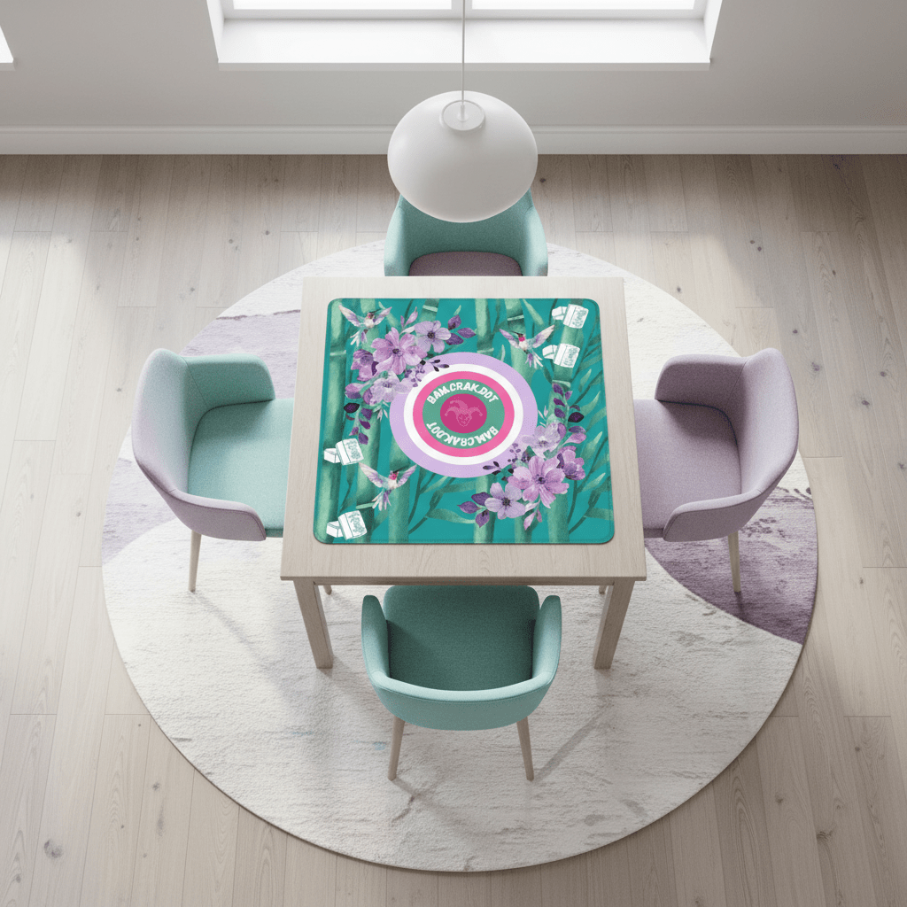 Bam Crak Dot Floral Bamboo Bird Mahjong Mat - Splash of Color Co.