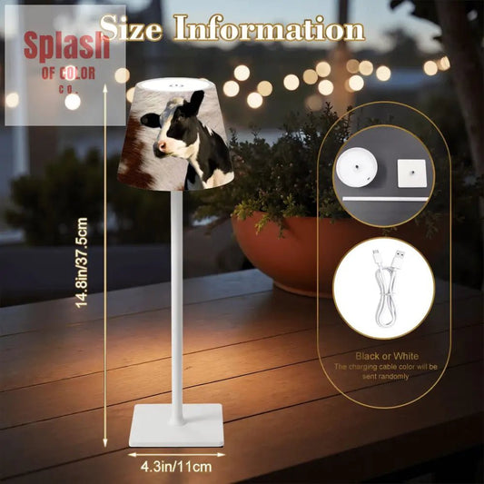 Mahjong Table Mat Lamp, Cow Print And Funny Cow Rustic Style LED Cordless Table Lamp - Splash of Color co.
