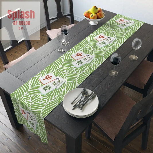 Mahjong Table Runner Tropical Table Runner Leafy Print Mahj Gift Modern Table Decor Perfect for Summer Parties Holiday