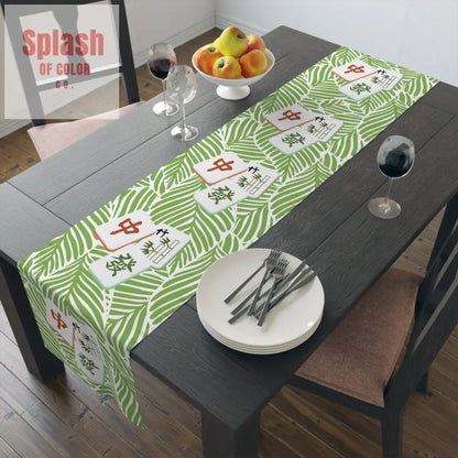 Mahjong Table Runner Tropical Table Runner Leafy Print Mahj Gift Modern Table Decor Perfect for Summer Parties Holiday