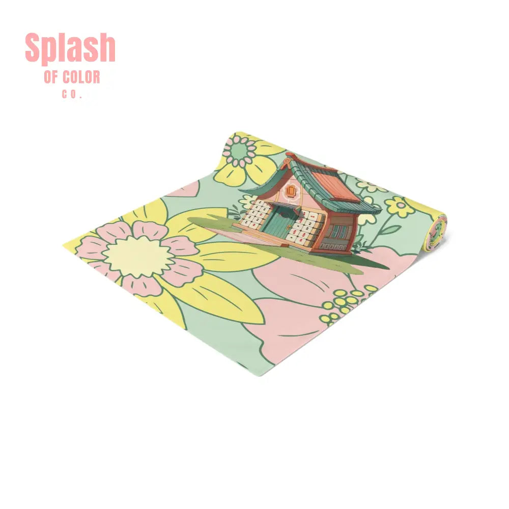 Mahjong Table Runner Whimsical Floral Cottage Table Runner Mahjong House Design Home Decor