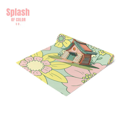 Mahjong Table Runner Whimsical Floral Cottage Table Runner Mahjong House Design Home Decor