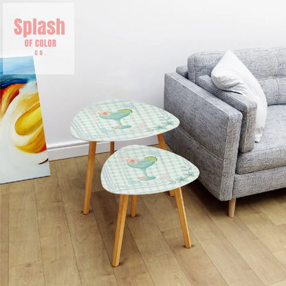 Mahjong Table Watercolor Cocktail Whimsical Mahj Tiles Triangle Coffee Table Set of 2 One Size Home Accessories