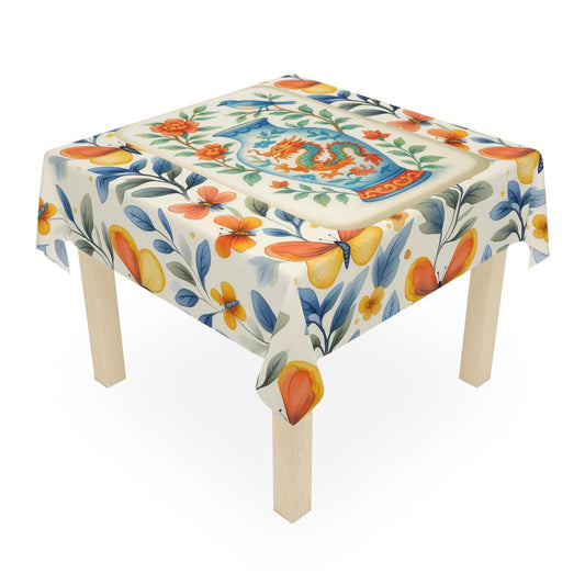 Mahjong Tablecloth Floral Chinese Dragon Tablecloth Vintage Style MAHJ Lover Wedding Décor Bohemian Butterfly Table