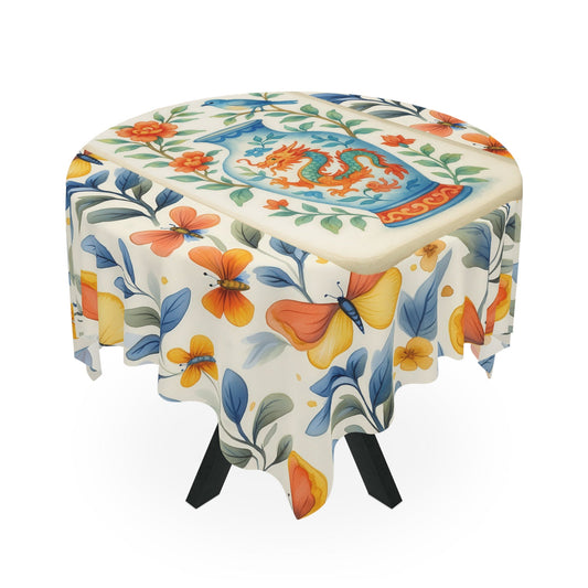 Mahjong Tablecloth Floral Chinese Dragon Tablecloth Vintage Style MAHJ Lover Wedding Décor Bohemian Butterfly Table