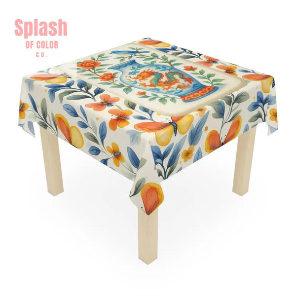 Mahjong Tablecloth Floral Chinese Dragon Tablecloth Vintage Style MAHJ Lover Wedding Décor Bohemian Butterfly Table