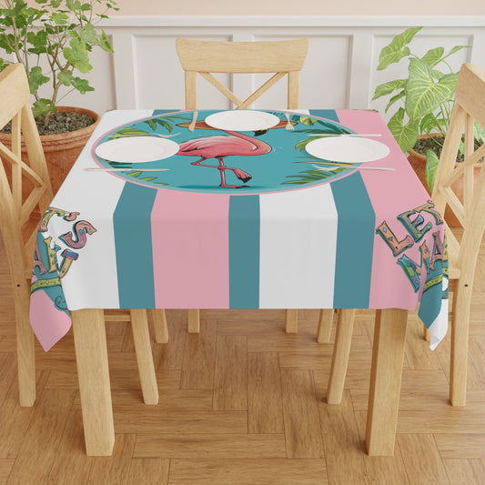Mahjong Tablecloth For Mahj Table Game Night Tropical Flamingo Tablecloth Let’s Mahj Whimsical Tablecloth Pink Teal