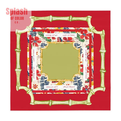 Mahjong Tablecloth Instructional Tropical Tablecloth, Vibrant Green Red Blue Polynesian Design - Splash of Color co.