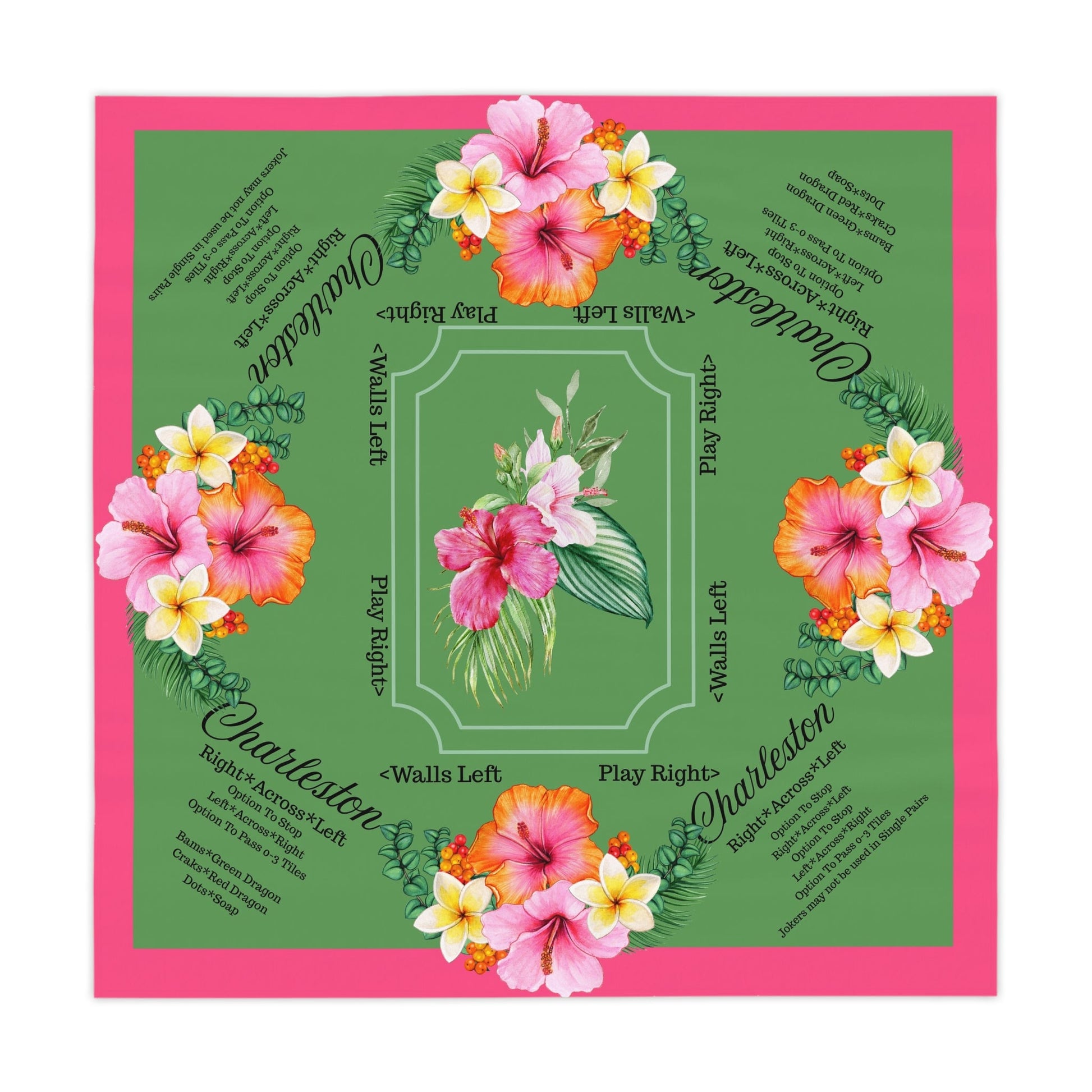 Mahjong Tablecloth With Instructions Charleston Floral Tablecloth Bright Colorful Tropical Style Table Cover - One size