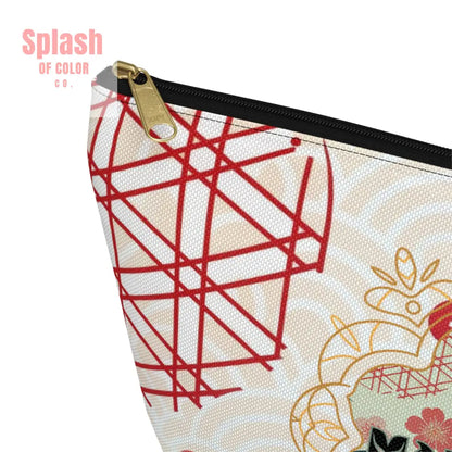 Mahjong Themed Accessory Pouch | Floral Makeup Bag Travel Organizer Game Night Essentials Gift for Mahjong Lovers Cute