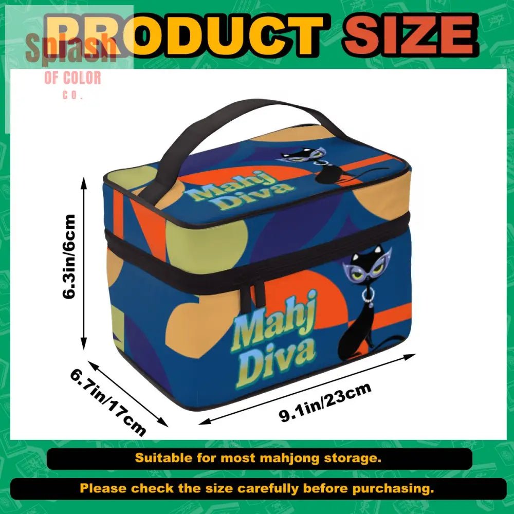 Mahjong Tile Bag, Mahj Diva, Sophistacated Cat, Mahj Gift Accessory - Splash of Color co.