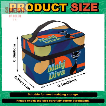 Mahjong Tile Bag, Mahj Diva, Sophistacated Cat, Mahj Gift Accessory - Splash of Color co.