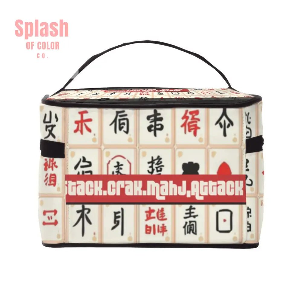 Mahjong Tile Bag, Whimsical Stack Crack Mahj Attack Portable Mahjong Bag - Splash of Color co.
